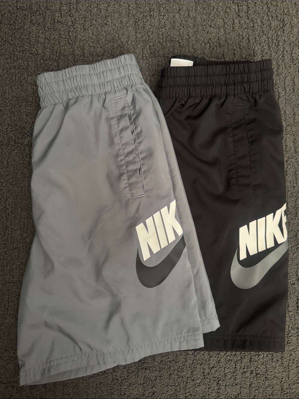 Nike Kids Two-Pack Athletic Shorts in Gray and Black